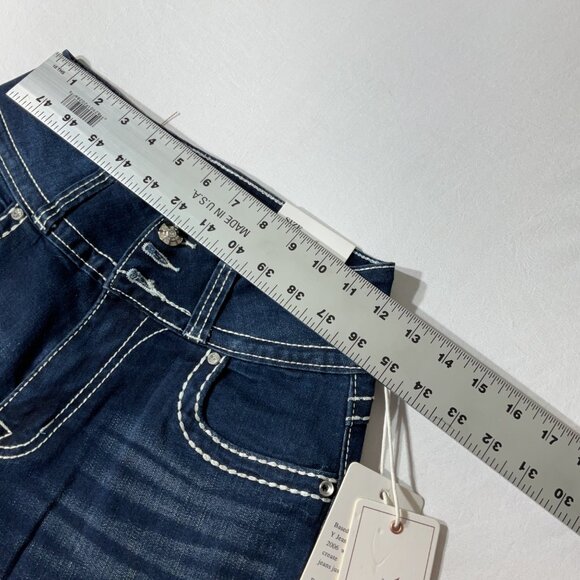 Womens Y Jeans Los Angeles Bootcut Denim Pants Size 5/6 Dark Wash Stretch Embroi - Picture 8 of 10